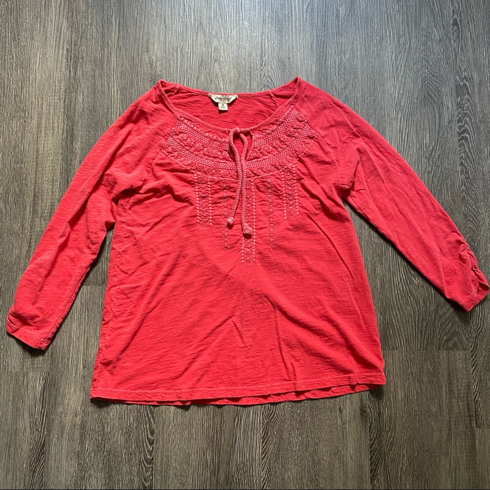 Lucky Brand Shirt Top Size Medium Embroidery